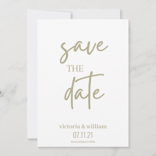 Save The Date vert sage et blanc tendance moderne enregistrer la (Dos)