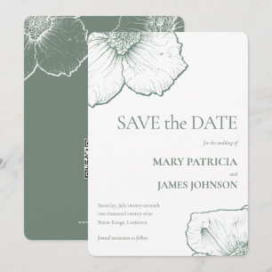 Save The Date Vert Sage minimaliste Floral Mariage moderne