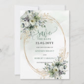 Save The Date Vert sauge aquarelle de verdure Enregistrer la dat (Devant)
