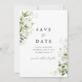 Save The Date Vert sauge Bio Végétal Aquarelle Mariage (Devant)