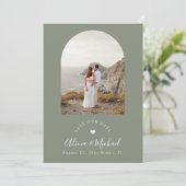 Save The Date Vert sauge boho arche moderne code QR photo mariag (Debout devant)
