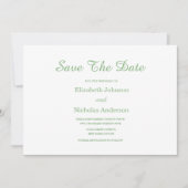 Save The Date vert sauge calligraphie et typographie classique  (Devant)