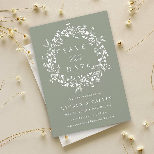 Save The Date Vert sauge Moderne Boho Mariage Photo de Fleur de 