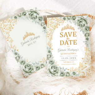 Save The Date Vert sauge or floral Quinceanera