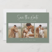Save The Date Vert Simple Calligraphie Script Quatre Photo (Devant)