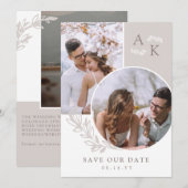 Save The Date Vert taupe blanc Photos superposés (Devant / Derrière)