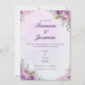 Save The Date vert violet géométrique (Devant)