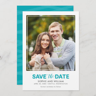 Save The Date Vertical Turquoise Turquoise Enregistrer la photo