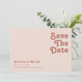 Save The Date Vibes rétro simples | Horizontal rose vif (Debout devant)