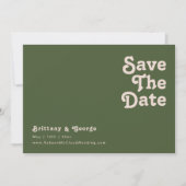 Save The Date Vibes rétro simples | Vert olive horizontal (Devant)