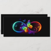 Save The Date Vibrant infinity with rainbow butterfly on black (Devant / Derrière)