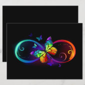 Save The Date Vibrant infinity with rainbow butterfly on black (Devant / Derrière)