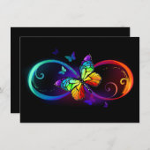 Save The Date Vibrant infinity with rainbow butterfly on black (Devant / Derrière)