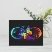 Save The Date Vibrant infinity with rainbow butterfly on black (Debout devant)