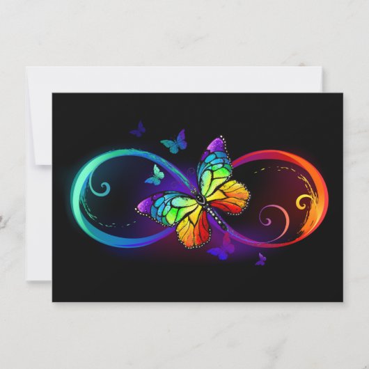 Save The Date Vibrant infinity with rainbow butterfly on black (Devant)