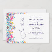 Save The Date Vibrant mexicaine Fiesta Style Mariage arc-en-ciel (Devant)