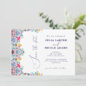 Save The Date Vibrant mexicaine Fiesta Style Mariage arc-en-ciel (Debout devant)