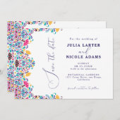 Save The Date Vibrant mexicaine Fiesta Style Mariage arc-en-ciel (Devant / Derrière)