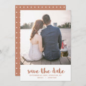 Save The Date Vibrant Terracotta Orange Polka Dot Photo Mariage (Devant / Derrière)