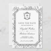 Save The Date Victorian Black and White Catholic Wedding (Devant)