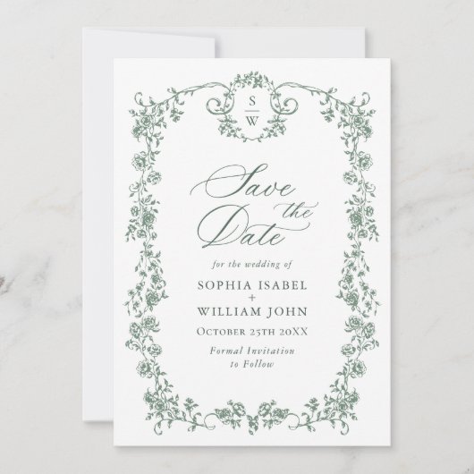 Save The Date Victorian Ornate Grace QR code Mariage Photo (Devant)