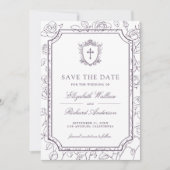 Save The Date Victorian White and Dusty Purple Catholic Wedding (Devant)