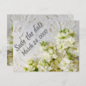 Save The Date Vieille dentelle avec fleurs blanches (Devant / Derrière)