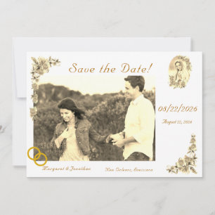Save The Date Vierge Marie Sepia Mariage catholique Sauvez la da