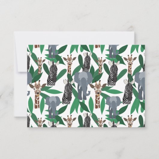 Save The Date Vierge Zebra Elephant Giraffe Safari Animals (Dos)