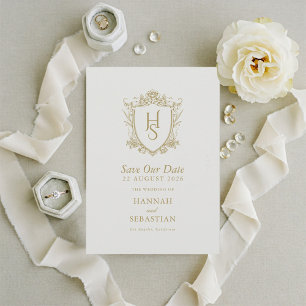 Save The Date Vieux Argent Blason Vintage Mariage