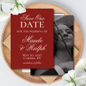 Save The Date Vieux argent Gras Rouge photo mariage Enregistrer 
