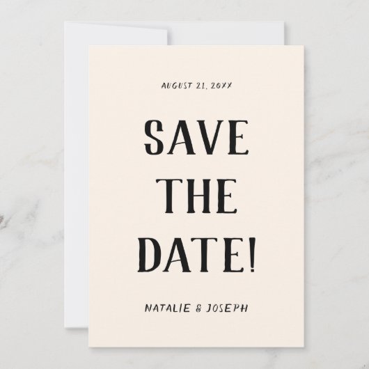 Save The Date Vieux argent moderne main tiré Rétro Mariage excen (Devant)
