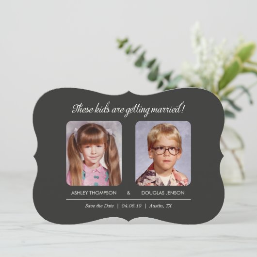 Save The Date Vieux Photo Enregistrer les dates Embrassage Die-C (Debout devant)