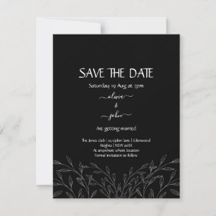 Save The Date Vigne florale minimaliste moderne simple noir & bl