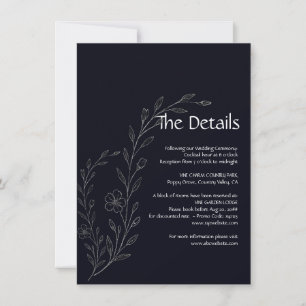Save The Date Vigne florale minimaliste moderne simple noir & bl