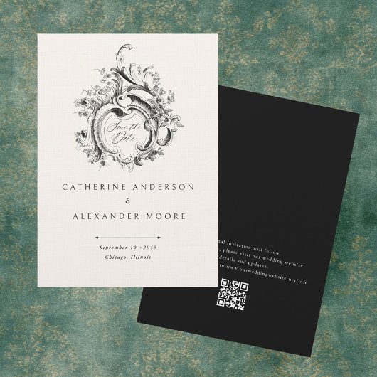 Save The Date Vignette Rococo Vintage Élégant Mariage