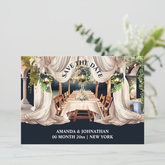 Save The Date Vignoble al fresco dîner chic vin extérieur (Debout devant)