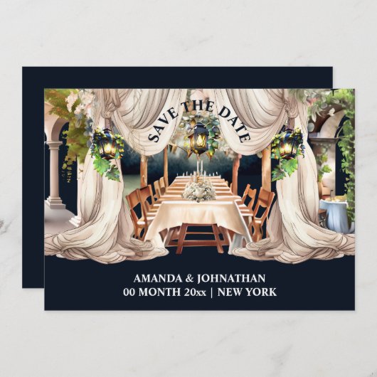 Save The Date Vignoble al fresco dîner chic vin extérieur (Devant / Derrière)