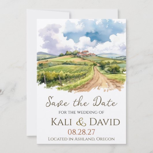 Save The Date Vignoble aquarelle Enregistrer la date (Devant)