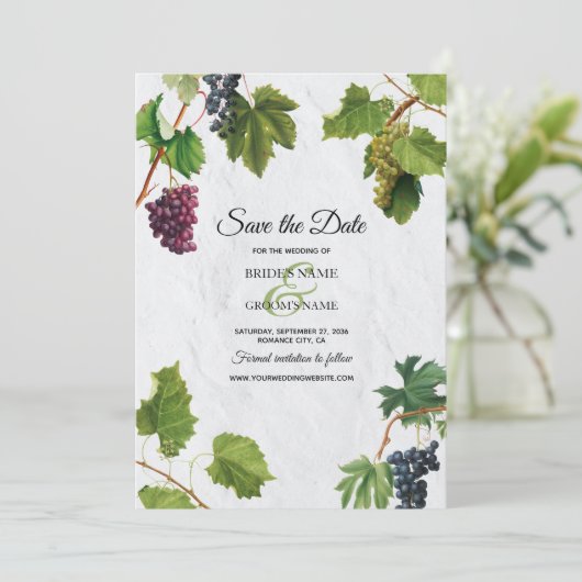 Save The Date Vignoble de raisins Méditerranée Grec Mariage (Debout devant)