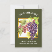 Save The Date Vignoble de raisins vin vert bleu or (Devant)