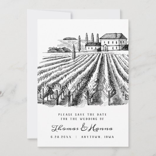 Save The Date Vignoble Domaine Thème Mariage Enregistrer La Date (Devant)