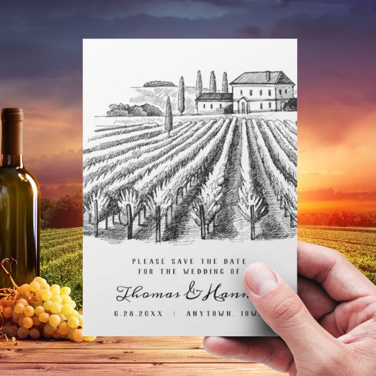 Save The Date Vignoble Domaine Thème Mariage Enregistrer La Date
