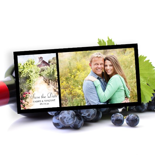 Save The Date Vignoble Rouge Grange Aquarelle Mariage Enregistre