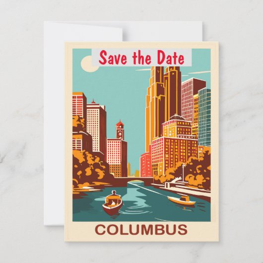 Save The Date Ville de Columbus, Ohio, Front de mer,  (Devant)