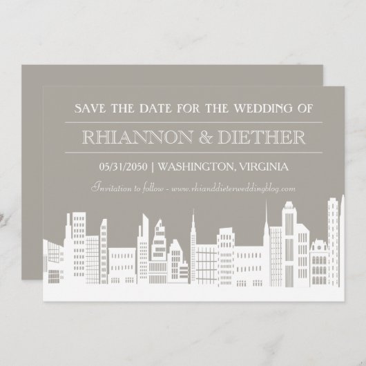 Save The Date Ville urbaine Sauvez les dates (Devant / Derrière)