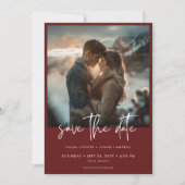 Save The Date Vin Bourgogne Dusty Minimal Mariage photo moderne (Devant)