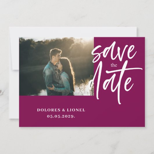 Save The Date Vin Red Couple Photo Wedding Enregistrer la date (Devant)