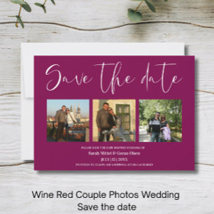 Save The Date Vin Red Couple Photos Mariage Enregistrer la date