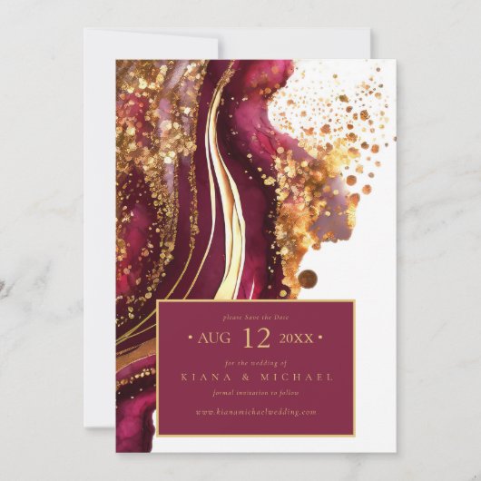 Save The Date Vin rouge Mariage Abstrait Sparkling ID1018 (Devant)